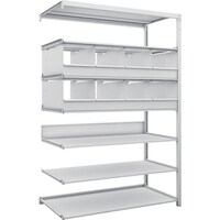 トラスコ中山 TRUSCO スチールラック K1型抗菌塗装高密度収納棚 H1900XW1250XD625 7段 仕切りトレ8個付 連結型 K16467C8B 1台