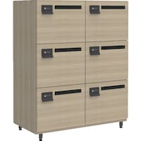 トラスコ中山 TRUSCO 木製パーソナルロッカー コンセント付 2列3段 6人用 グリジオーク WPL1290EGO 1台