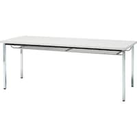 トラスコ中山 TRUSCO 会議用テーブル 1800X450XH700 下棚付 丸脚 ホワイト TDST1845W 1台