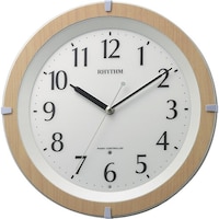 リズム RHYTHM リズム 電波 壁掛け時計 暗所自動点灯機能付き 連続秒針 白 φ317x53