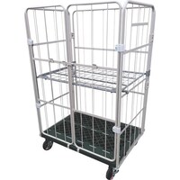 ヤマトモビリティ YAMATO カゴ車(鋼製) 跳ね上げ中間棚付コンビテナー KRC60PI(HA) 床板プラスチック製 観音扉付 KRC60PIHA 1台