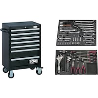 TONE TONE 整備用工具セット ツールキャビネットセット マットブラック 間口676×奥行459×高さ995mm 差込角9.5mm TCA312BK 1S