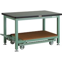 トラスコ中山 TRUSCO 重荷重作業台移動式(3000kg)TWC型 1200X750XH740 基本タイプ グリーン色 RTWC1200 1台