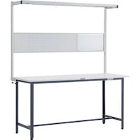 トラスコ中山 TRUSCO 軽荷重立作業台(300kg)HAE型 1800X750XH2108(全高) ツールハンガーフルセット付 ダークグレー色 HAE1800THFSDG 1台