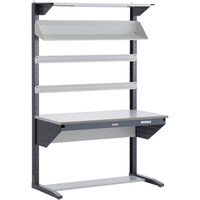 トラスコ中山 TRUSCO ULRT型ライン作業台 片面W1200 コンテナ受け2本・傾斜棚1枚・照明器具1セット付 ULRT1200EA 1台