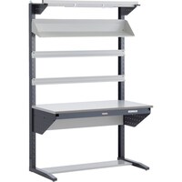 トラスコ中山 TRUSCO ULRT型ライン作業台 片面W1200 コンテナ受け2本・傾斜棚1枚・照明器具1セット・レールハンガー1本付 ULRT1200HA 1台