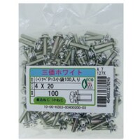 サンコー SUNCO 三価ホワイト (+)ナベP=3 小袋100入り 2.6×5 (100本入) 1000K0030026005003 1箱(100本)