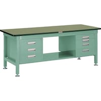 トラスコ中山 TRUSCO 中荷重作業台(1200kg)HW型 1500X750XH740 3段・4段引出付 グリーン色 緑 RHW1500D3D4 1台