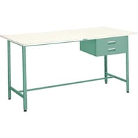 トラスコ中山 TRUSCO 軽荷重立作業台(300kg)HAE型 1200X600XH900 2段引出付 グリーン色 HAE1260F2 1台