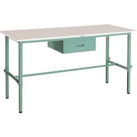 トラスコ中山 TRUSCO 軽荷重作業台高さ調節式(150kg)AEM型 1800X600XH650ー950 1段引出付 グリーン色 RAEM1860F1 1台