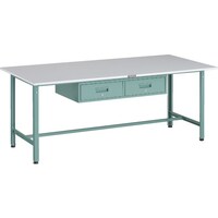 トラスコ中山 TRUSCO 軽荷重作業台(300kg)AE型 1800X900XH740 2列引出し付 グリーン色 RAE1809FL2 1台