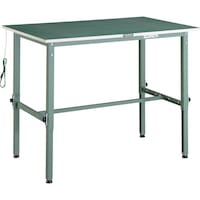 トラスコ中山 TRUSCO 軽荷重作業台高さ調節式(150kg)AEM型 1200X600XH652ー952 帯電防止マット張り グリーン色 AEM1260D 1台