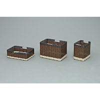 アイリスオーヤマ IRIS 527668 ウッディバスケット浅型 ブラウン IMK38BR 1個