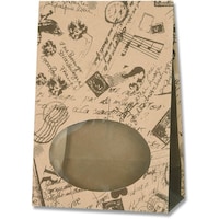 シモジマ HEIKO 窓付き角底袋 S1F コラージュブラウン 50枚入り 004081100 1袋(50枚)