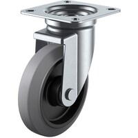 ユーエイキャスター ユーエイ プレート式 自在 キャスター グレーゴム 車輪径100mm Jタイプ J型 取付寸法74×74(67×67)