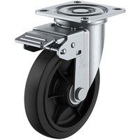 ユーエイキャスター ユーエイ プレート式 自在 キャスター ゴム 車輪径150mm 旋回固定 Jタイプ KRJ2K型 取付寸法80×80(75×75) KRJ2K150NWR 1個