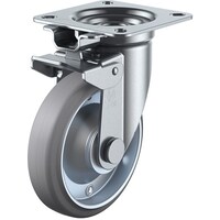 ユーエイキャスター ユーエイ プレート式 自在 キャスター グレーゴム 車輪径150mm 旋回固定 Jタイプ JK型 取付寸法94×94(87×87) WJK150G 1個