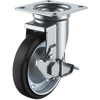 ユーエイキャスター ユーエイ プレート式 自在 キャスター 導電ゴム 車輪径130mm ストッパー付き Jタイプ JS型 取付寸法82×82(75×75)