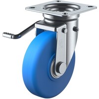 ユーエイキャスター ユーエイ プレート式 自在 キャスター モノマーキャストナイロン 車輪径100mm ストッパー付き Jタイプ JB(L)型 取付寸法74×74(67×67)