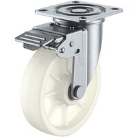 ユーエイキャスター ユーエイ プレート式 自在 キャスター ナイロン 車輪径150mm 旋回固定 Jタイプ KRJ2K型 取付寸法80×80(75×75) KRJ2K150N 1個