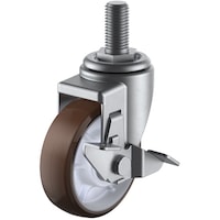 ユーエイキャスター ユーエイ ねじ込み式 自在 ステンレスキャスター ウレタン 車輪径125mm ストッパー付き Jタイプ SUSSJTS型 ネジ寸法M20×40ピッチ2.5