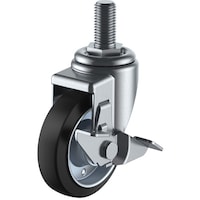 ユーエイキャスター ユーエイ ねじ込み式 自在 キャスター 導電ゴム 車輪径125mm ストッパー付き Jタイプ SJTS型 ネジ寸法M20×40ピッチ2.5