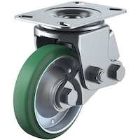 ユーエイキャスター ユーエイ プレート式 自在 クッションキャスター 緑ゴム 車輪径150mm SKYタイプ SKY2S型 取付寸法133×86(125×62)