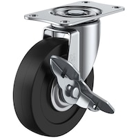 ユーエイキャスター ユーエイ プレート式 自在 キャスター 導電ゴム 車輪径100mm ストッパー付き Sタイプ SGS型 取付寸法82×40