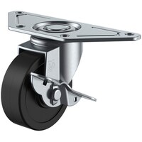 ユーエイキャスター ユーエイ プレート式 自在 キャスター 導電ゴム 車輪径100mm ストッパー付き Sタイプ SGCS型 取付寸法139×55×42