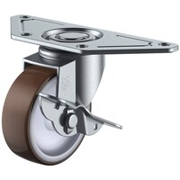 ユーエイキャスター ユーエイ プレート式 自在 キャスター ウレタン 車輪径100mm ストッパー付き Sタイプ SGCS型 取付寸法139×55×42