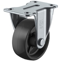 ユーエイキャスター ユーエイ プレート式 固定 キャスター 黒ナイロン 車輪径50mm Lタイプ LR型 取付寸法45×25 LR50BN 1個