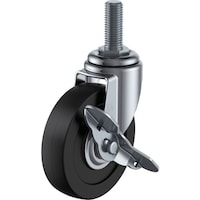 ユーエイキャスター ユーエイ ねじ込み式 自在 キャスター 導電ゴム 車輪径50mm ストッパー付き Eタイプ ETS型 ネジ寸法M12×35ピッチ1.75 ET50RESM1235 1個