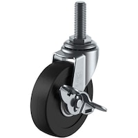 ユーエイキャスター ユーエイ ねじ込み式 自在 キャスター 導電ゴム 車輪径75mm ストッパー付き Lタイプ LTS型 ネジ寸法M12×14ピッチ1.25