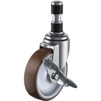 ユーエイキャスター ユーエイ 差し込み式 自在 キャスター ウレタン 車輪径125mm ストッパー付き Eタイプ ETFS型 パイプ径19 ETF125URS19 1個