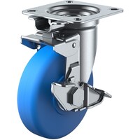 ユーエイキャスター ユーエイ プレート式 自在 キャスター モノマーキャストナイロン 車輪径150mm 旋回固定・ストッパー付き Jタイプ JKS型 取付寸法94×94(87×87) MCBJK150S 1個