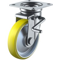 ユーエイキャスター ユーエイ プレート式 自在 キャスター 帯電防止ウレタン 車輪径150mm ストッパー付き Jタイプ JB(R)型 取付寸法94×94(87×87) UWEJB150R 1個