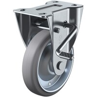 ユーエイキャスター ユーエイ プレート式 固定 キャスター グレーゴム 車輪径150mm ストッパー付き PMタイプ PMRLB(R)型 取付寸法112×50(100×56)