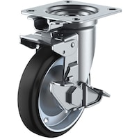 ユーエイキャスター ユーエイ プレート式 自在 キャスター 導電ゴム 車輪径150mm 旋回固定・ストッパー付き Jタイプ JKS型 取付寸法94×94(87×87) WEJK150S 1個