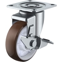 ユーエイキャスター ユーエイ プレート式 自在 キャスター ウレタン 車輪径125mm ストッパー付き Jタイプ SJS型 取付寸法80×80(75×75)