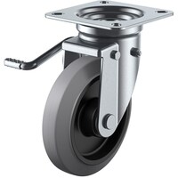 ユーエイキャスター ユーエイ プレート式 自在 キャスター グレーゴム 車輪径100mm ストッパー付き Jタイプ JB(L)型 取付寸法74×74(67×67)