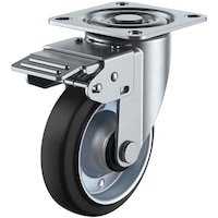 ユーエイキャスター ユーエイ プレート式 自在 キャスター ゴム 車輪径125mm 旋回固定 Jタイプ RJ2K型 取付寸法80×80(75×75)