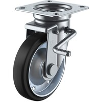 ユーエイキャスター ユーエイ プレート式 自在 キャスター 導電ゴム 車輪径130mm ストッパー付き Jタイプ JB(R)型 取付寸法82×82(75×75)