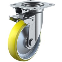 ユーエイキャスター ユーエイ プレート式 自在 キャスター 帯電防止ウレタン 車輪径150mm 旋回固定 Jタイプ JK型 取付寸法94×94(87×87)