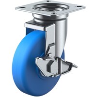 ユーエイキャスター ユーエイ プレート式 自在 キャスター モノマーキャストナイロン 車輪径100mm ストッパー付き Jタイプ JS型 取付寸法74×74(67×67)