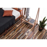 HAGIHARA 萩原 吸着 置くだけでズレない 貼ってはがせる ウッド調フロアタイル 12枚組 W08 モカブラウン 914×152×3 81955870 1組(12枚)