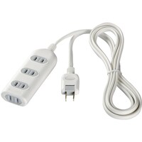 バッファロー BUFFALO 2ピン式電源タップ 4個口タイプ シャッター付 5m ホワイト