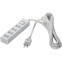 バッファロー BUFFALO 2ピン式電源タップ 4個口タイプ 雷サージ防止/集中スイッチ付 1m ホワイト