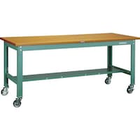 トラスコ中山 TRUSCO 中荷重作業台(300kg)HW型 1200X750XH831 φ100ウレタンキャスター付 グリーン色 HW1200CU100 1台