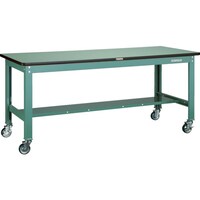 トラスコ中山 TRUSCO 中荷重作業台(300kg)HW型 1800X750XH831 φ100ウレタンキャスター付 グリーン色 RHW1800CU100 1台