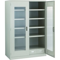 トラスコ中山 TRUSCO スーパーヘビーキャビネット 窓・引出4個・ベース付 SHC604LB4SA 1台